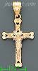 14K Gold Crucifix Cross 3Color Dia-Cut Charm Pendant