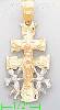 14K Gold Caravaca Cross Religious 3Color Dia-Cut Charm Pendant