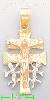 14K Gold Caravaca Cross Religious 3Color Dia-Cut Charm Pendant