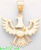 14K Gold Eagle Shield Pose 3Color Dia-Cut Charm Pendant