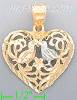 14K Gold 2 Birds Kissing Filigree Heart 3Color Dia-Cut Charm Pen