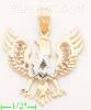 14K Gold Eagle Shield Pose 3Color Dia-Cut Charm Pendant