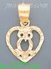 14K Gold Eared Owl in Heart 3Color Dia-Cut Charm Pendant
