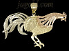 14K Gold Rooster 3Color Diamond-Cut Charm Pendant