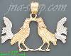 14K Gold Fighting Roosters 3Color Dia-Cut Charm Pendant