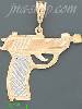 14K Gold Pistol Handgun 3Color Dia-Cut Charm Pendant