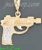 14K Gold Pistol Handgun 3Color Dia-Cut Charm Pendant