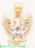 14K Gold Eagle Shield Pose 3Color Dia-Cut Charm Pendant