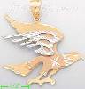 14K Gold Eagle in Flight Animal 3Color Dia-Cut Charm Pendant