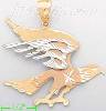 14K Gold Eagle in Flight Animal 3Color Dia-Cut Charm Pendant