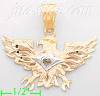 14K Gold Eagle Shield Pose 3Color Dia-Cut Charm Pendant