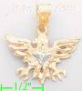 14K Gold Eagle Shield Pose 3Color Dia-Cut Charm Pendant