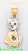 14K Gold Cat 3Color Dia-Cut Charm Pendant