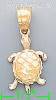 14K Gold Turtle 3Color Dia-Cut Charm Pendant