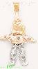 14K Gold Clown Jester 3Color Dia-Cut Charm Pendant