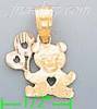 14K Gold Plush Bear w/Balloons 3Color Dia-Cut Charm Pendant