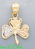 14K Gold Clover Shamrock 3Color Dia-Cut Charm Pendant