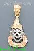 14K Gold Clown 3Color Dia-Cut Charm Pendant
