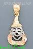 14K Gold Clown 3Color Dia-Cut Charm Pendant