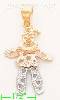 14K Gold Clown Jester 3Color Dia-Cut Charm Pendant