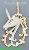 14K Gold Unicorn 3Color Dia-Cut Charm Pendant