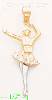 14K Gold Ballerina Ballet Dancer 3Color Dia-Cut Charm Pendant