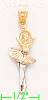 14K Gold Ballerina Ballet Dancer 3Color Dia-Cut Charm Pendant