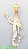 14K Gold Movable Mermaid 3Color Dia-Cut Charm Pendant