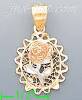 14K Gold Rose 3Color Dia-Cut Charm Pendant