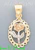 14K Gold Rose 3Color Dia-Cut Charm Pendant