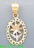 14K Gold Flower 3Color Dia-Cut Charm Pendant