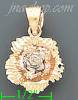 14K Gold Rose 3Color Dia-Cut Charm Pendant