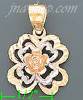 14K Gold Rose 3Color Dia-Cut Charm Pendant