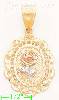 14K Gold Rose 3Color Dia-Cut Charm Pendant