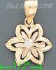 14K Gold Flower 3Color Dia-Cut Charm Pendant