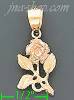 14K Gold Rose 3Color Dia-Cut Charm Pendant