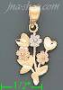 14K Gold Flowers 3Color Dia-Cut Charm Pendant