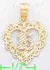 14K Gold 15 Años Heart 3Color Dia-Cut Charm Pendant