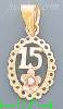 14K Gold 15 Años w/Flower 3Color Dia-Cut Charm Pendant