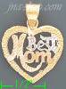 14K Gold Best Mom Heart 3Color Dia-Cut Charm Pendant