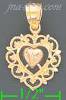 14K Gold Heart 3Color Dia-Cut Charm Pendant