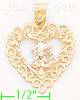 14K Gold 15 Años Heart 3Color Dia-Cut Charm Pendant