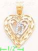 14K Gold 15 Años Heart w/Leaves 3Color Dia-Cut Charm Pendant