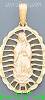 14K Gold Virgin of Guadalupe on Oval Frame 3Color Dia-Cut Charm