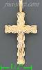 14K Gold Crucifix Cross 3Color Dia-Cut Charm Pendant