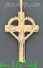 14K Gold Crucifix Cross 3Color Dia-Cut Charm Pendant