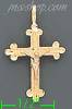 14K Gold Crucifix Cross 3Color Dia-Cut Charm Pendant