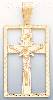 14K Gold Crucifix Cross w/Rectagular Frame 3Color Dia-Cut Charm