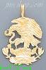 14K Gold Eagle w/Snake Mexican Emblem Dia-Cut Charm Pendant