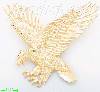 14K Gold Big Striking Eagle Dia-Cut Charm Pendant